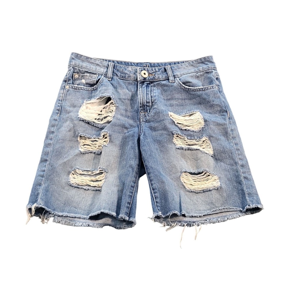 DL1961 Karlie Distressed Denim Jorts Womens 6 Medium Wash Boyfriend Cutoffs